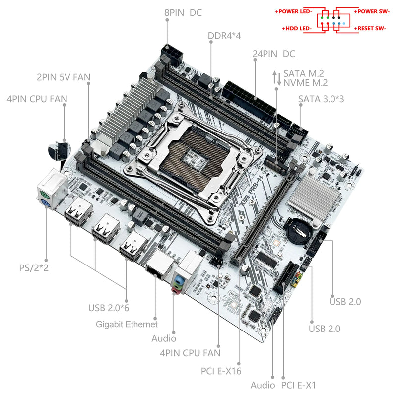 Kit de Placa Mãe MACHINIST X99 com processador Intel Xeon E5 2650 V4 LGA 2011-3, conjunto de memória DDR4 8GB*2, suporta NVME m.2, Branco X99 PR9-H.