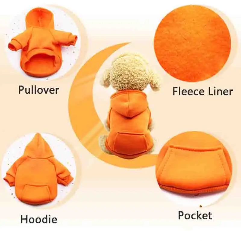 Moletom com Capuz para Cachorros de Inverno para Pets Pequenos e Médios, Casaco para Filhotes e Gatos, Roupas para Chihuahuas e Fantasia de Bulldog Francês