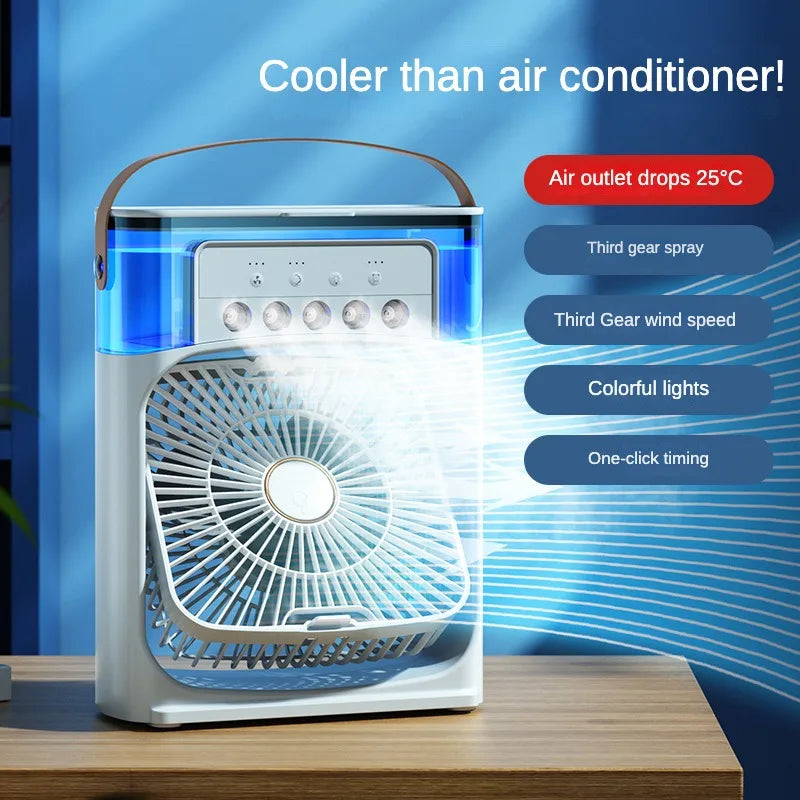 Umidificador Portátil Ventilador Ar Condicionado, Refrigerador de Ar Pequeno para Residência, Hidroresfriador Portátil, Ajuste de Ar para Escritório, Ventilador com 3 Velocidades.