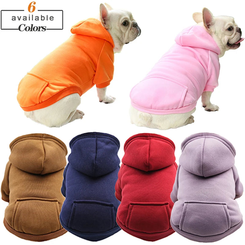 Moletom com Capuz para Cachorros de Inverno para Pets Pequenos e Médios, Casaco para Filhotes e Gatos, Roupas para Chihuahuas e Fantasia de Bulldog Francês