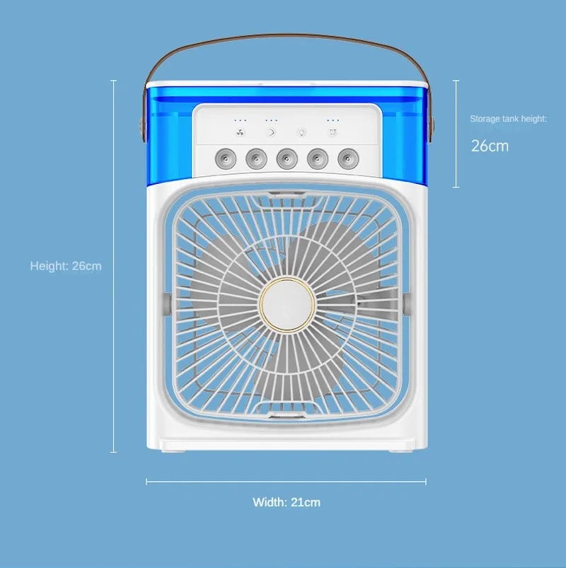 Umidificador Portátil Ventilador Ar Condicionado, Refrigerador de Ar Pequeno para Residência, Hidroresfriador Portátil, Ajuste de Ar para Escritório, Ventilador com 3 Velocidades.